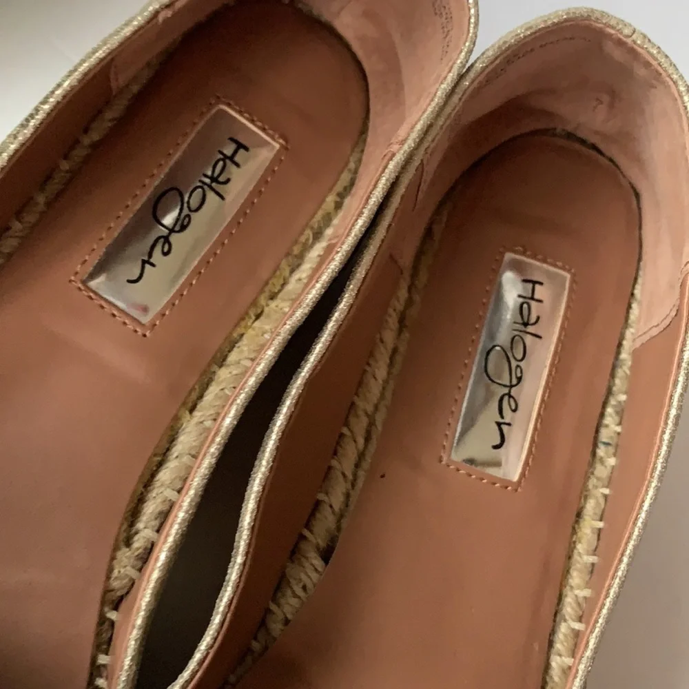 Halogen Gold‎ Leather Espadrille Flats Size 8.5